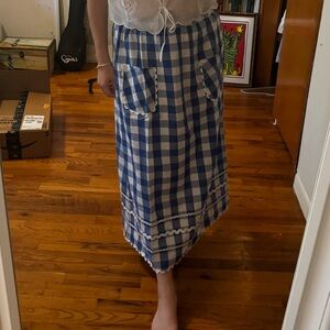 PINK CITY PRINTS RIC RAC GINGHAM MIDI SKIRT - LARGE